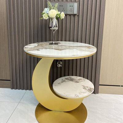 轻奢客层厅沙XCH发边阳台双岩板小茶几家几小用床头边柜简约月牙