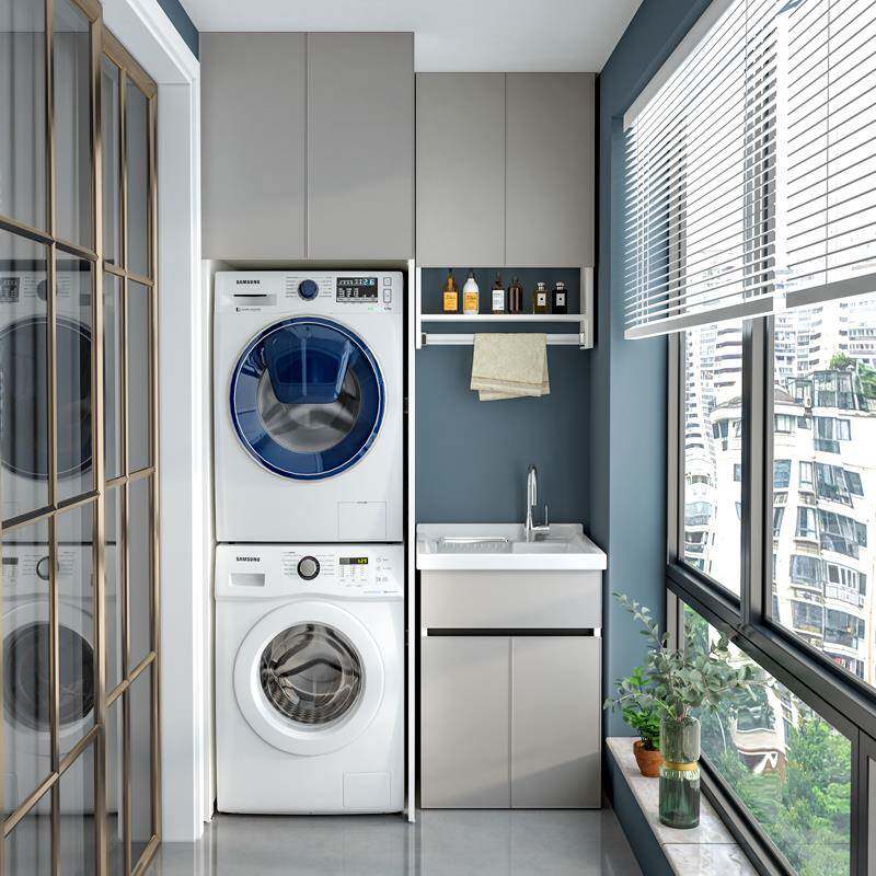 350阳台衣柜组一体柜衣陶瓷盆小户型脸盆带搓板浴室柜太合空洗铝