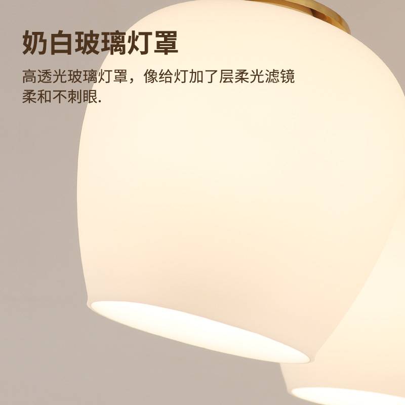 客厅吊灯美式轻奢复古卧室餐厅主灯现代简约欧式大厅全铜主卧灯具