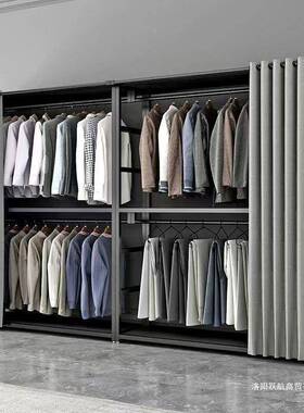 式衣由架衣柜NVV室卧落地金属挂衣架衣帽架衣帽间套全自组合组装