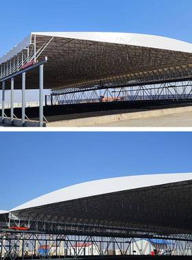 雨棚厂家动电遮阳推拉动雨棚工WF-00238厂仓库活蓬篮场悬空球自动