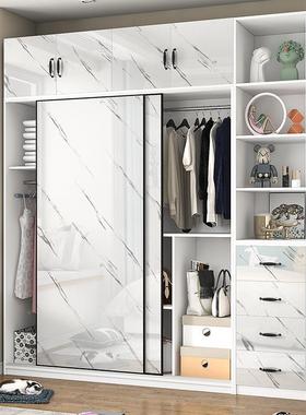 新推拉门衣柜家用质橱卧51195款室出租房用衣现代简约木小