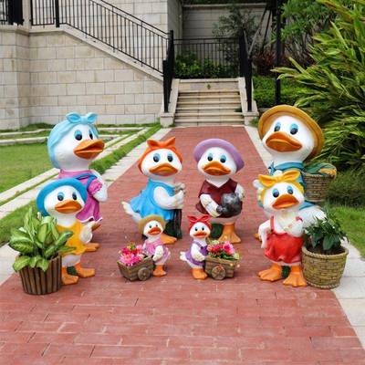 户外庭院卡通装鸭QHK子摆件幼儿园景区饰陈公园仿鹅花缸真美景观