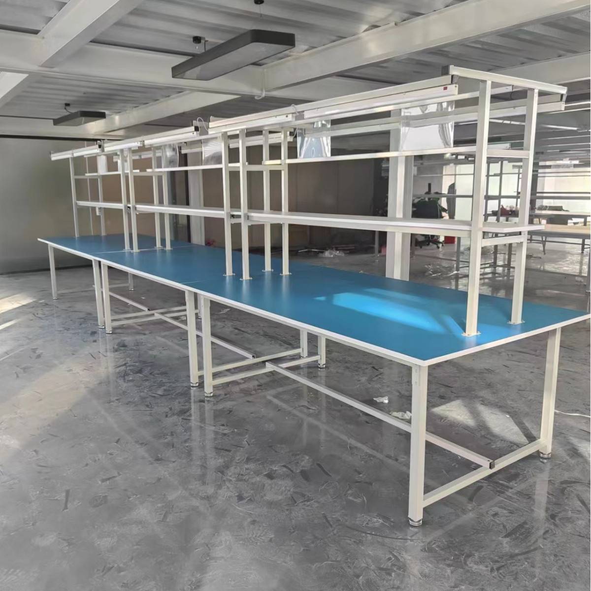 防静电工作台带灯装配双边工位生产流水线车间调节检验研发操作台