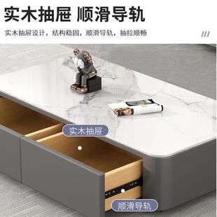 茶几组合现代简约家用小户型客厅豪华储物柜 岩板电视柜轻奢落地式