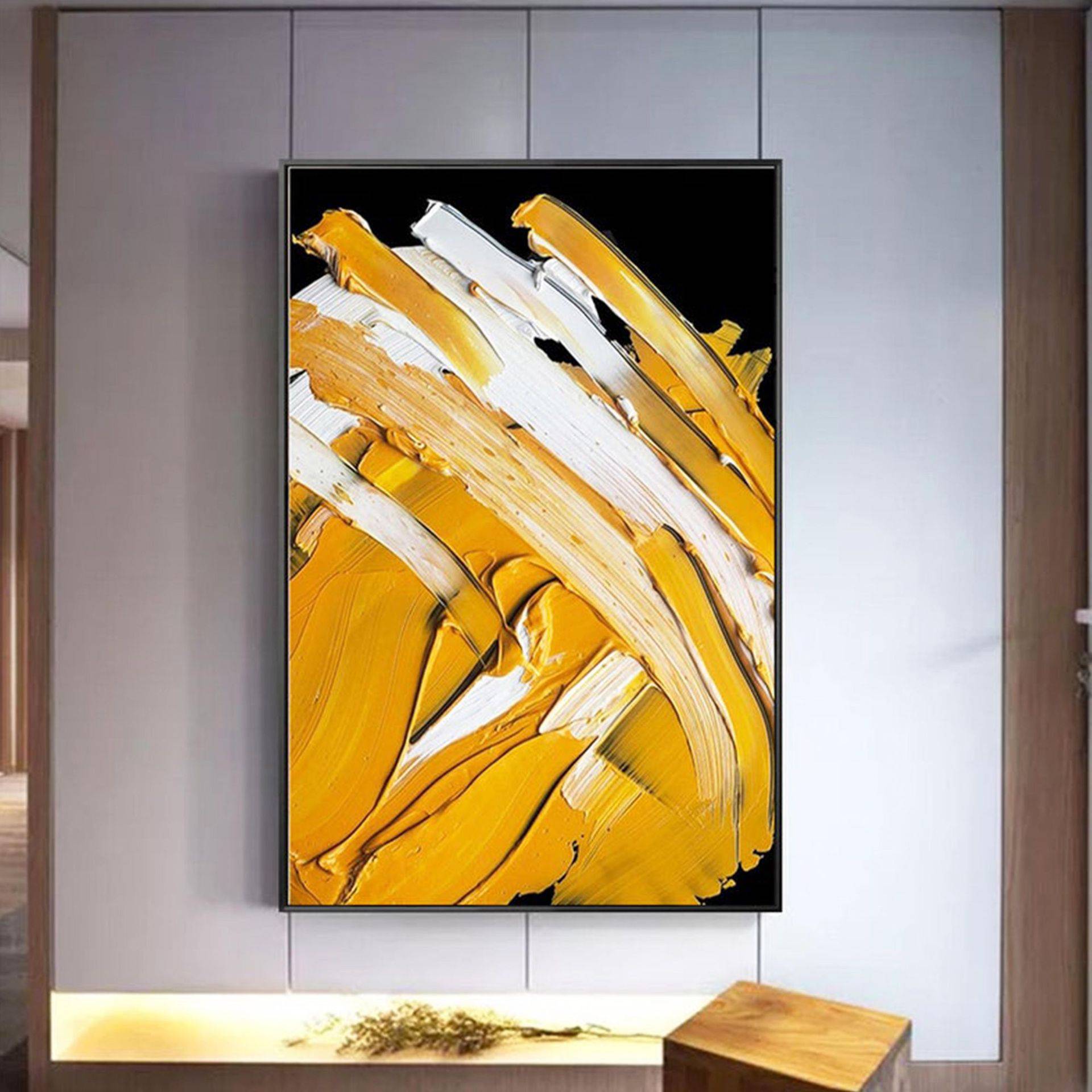 深圳大芬手绘油画抽象立体现代简约装饰画玄关肌理画过道走廊挂画