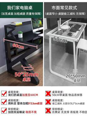 室易电脑台ZG-64648式桌家用书桌钢化玻璃简书架卧办公学生学习电