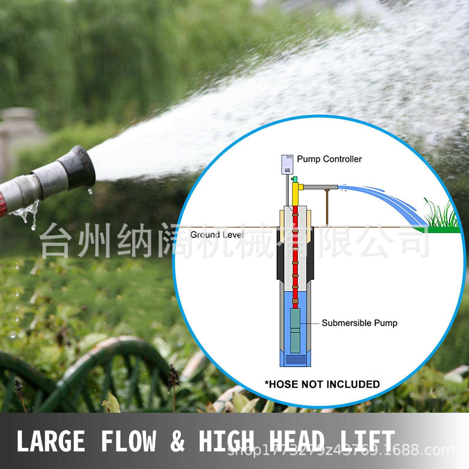 境100锈钢130mYHM灌高扬程深井泵2Hp农用溉潜水泵22跨不0V深水吸