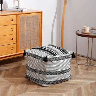 青瓷无品牌/列线色棉织簇绒坐墩角套系家用客厅沙发翘腿墩子四流