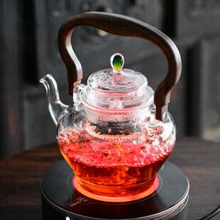 玻璃茶壶耐高温家用纯手工高硼硅耐热玻璃烧水蒸煮提梁壶 新中式
