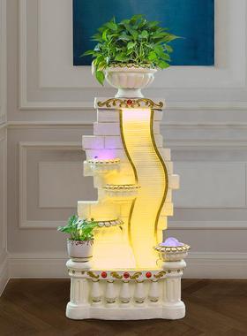 80394直摆销欧厂式流水件客厅树脂喷泉家居落地工艺室内创意招财