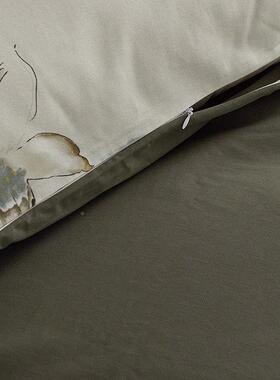 棉秋冬美式加厚全棉印套花花磨毛双面四件卉款被套纯床单AL101156