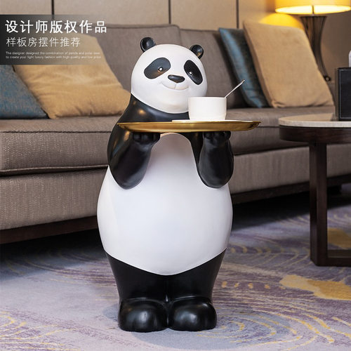 潮玩公仔网红熊客厅大型落地摆件创意托盘沙发旁边装饰品