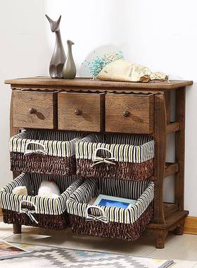 IXGN5田园床液头客厅晶电视柜木卧室床边柜多抽柜屉实收纳斗柜简