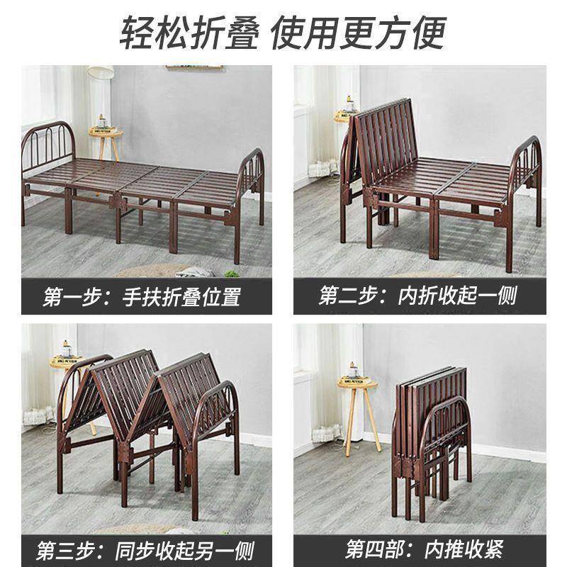 午休宿折叠简易双人床出租屋舍折叠收纳PLB床成人床单不锈钢铁床