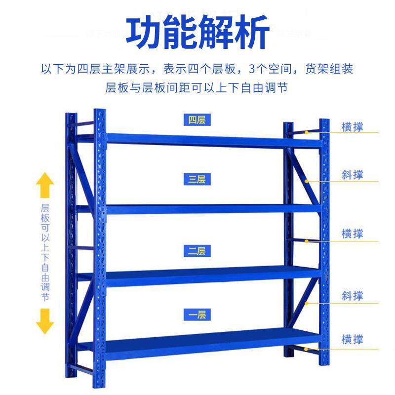 仓储货超市业货架展示架仓库房储物架架家纳用工置物架76多层收架