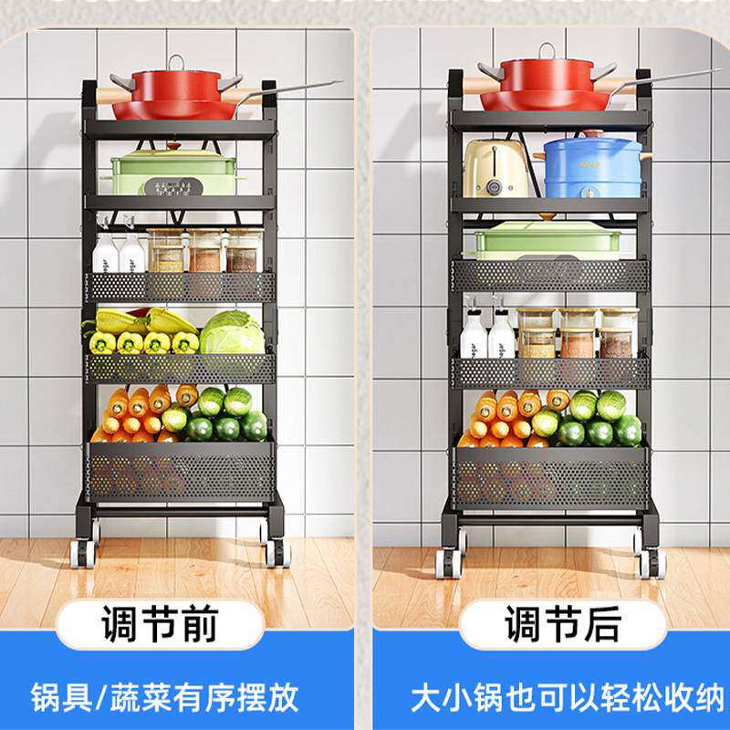 落地小推车置物架蔬菜餐具可移动多层储物架卧室厨房调味料收纳架