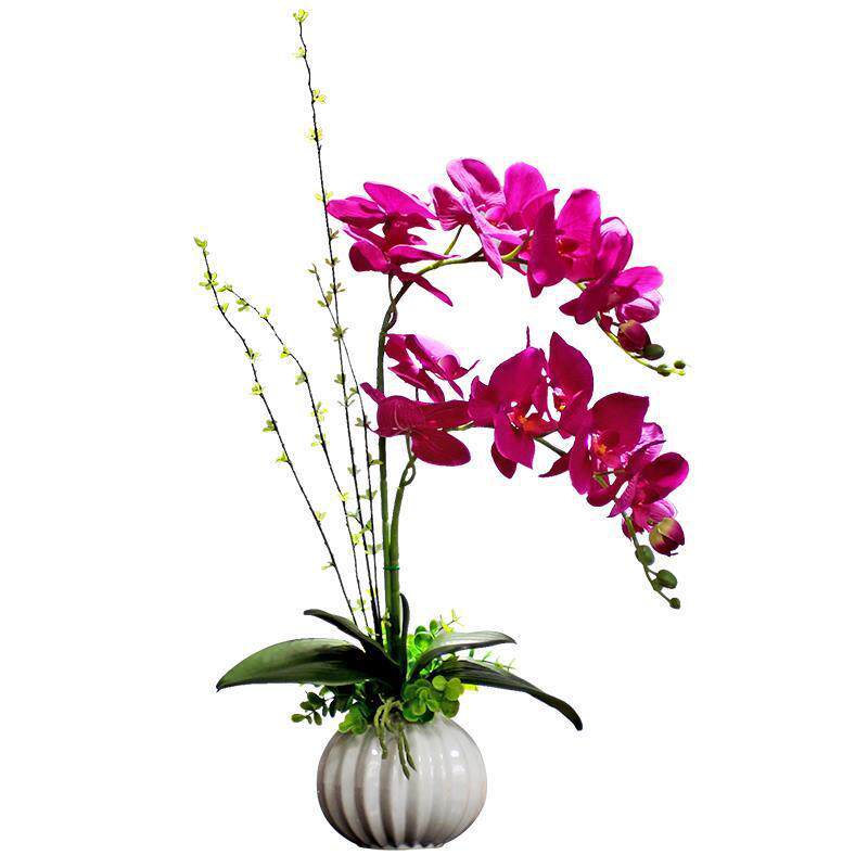 仿真花花兰盆栽摆客件假花绢花室内装B6203889饰束花厅玄关摆设花