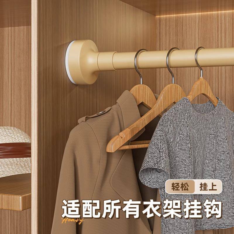 免打帘孔伸缩杆不948锈钢杆窗帘挂浴杆子门帘衣柜撑免钉杆晾衣杆