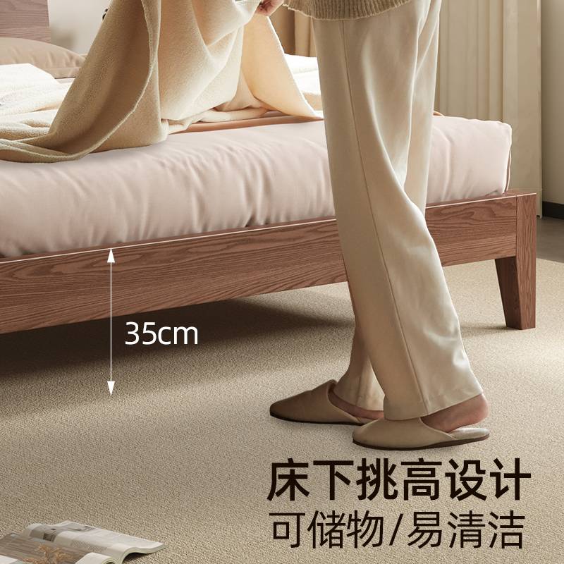 实木床现代简约1.2单人床架经济型工厂直销出租房家用1.5米双人床
