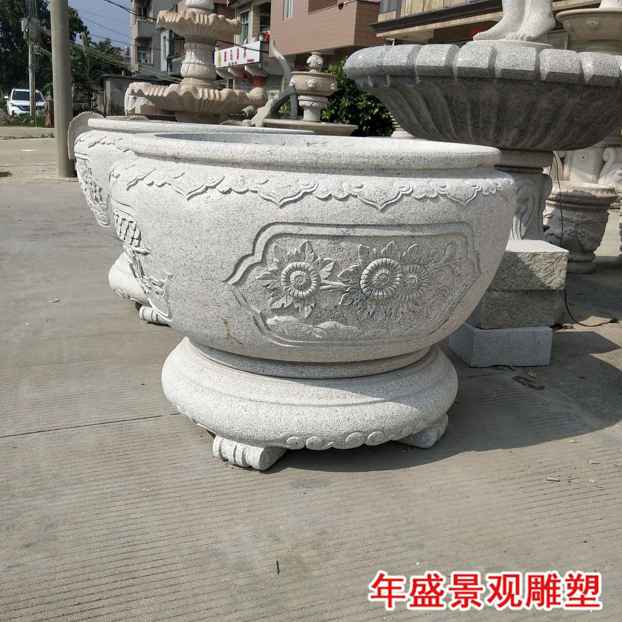 石雕仿古鱼缸石槽庭院景观摆件