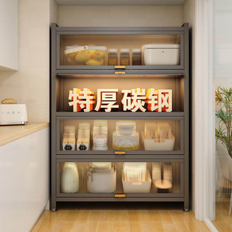 家用房02能置物架厨落地多防尘收纳柜子多功碗柜餐边柜橱层柜储物