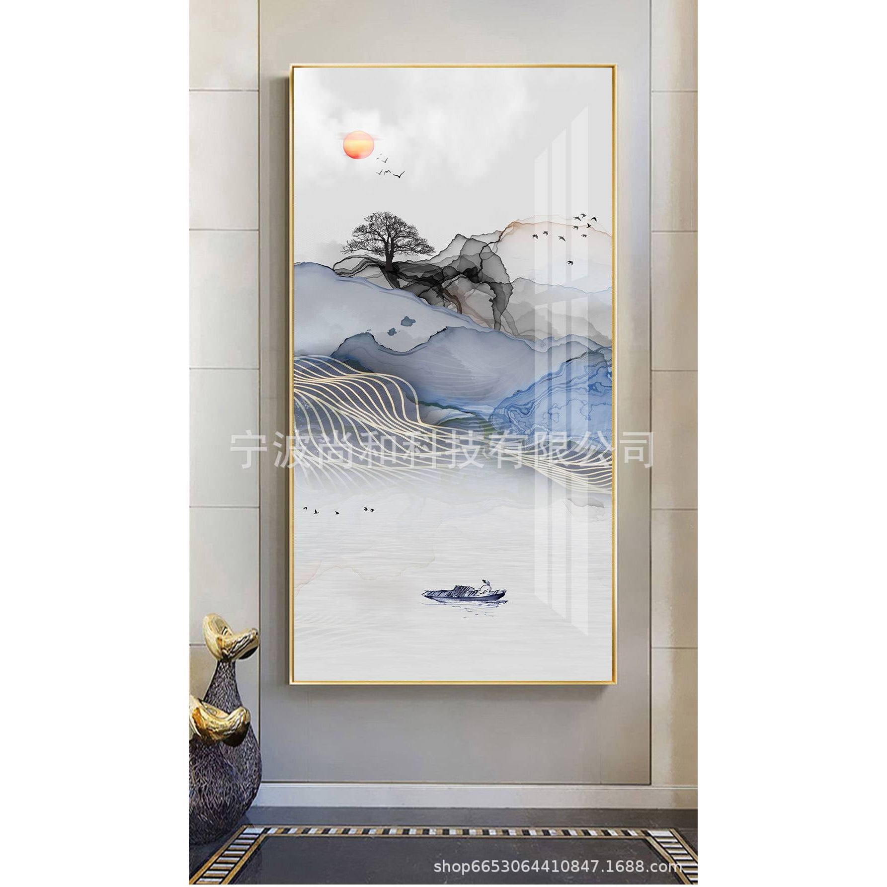 法式入户玄关装饰画复古花鸟拱形壁画轻奢奶油风走廊过道竖版挂画图片