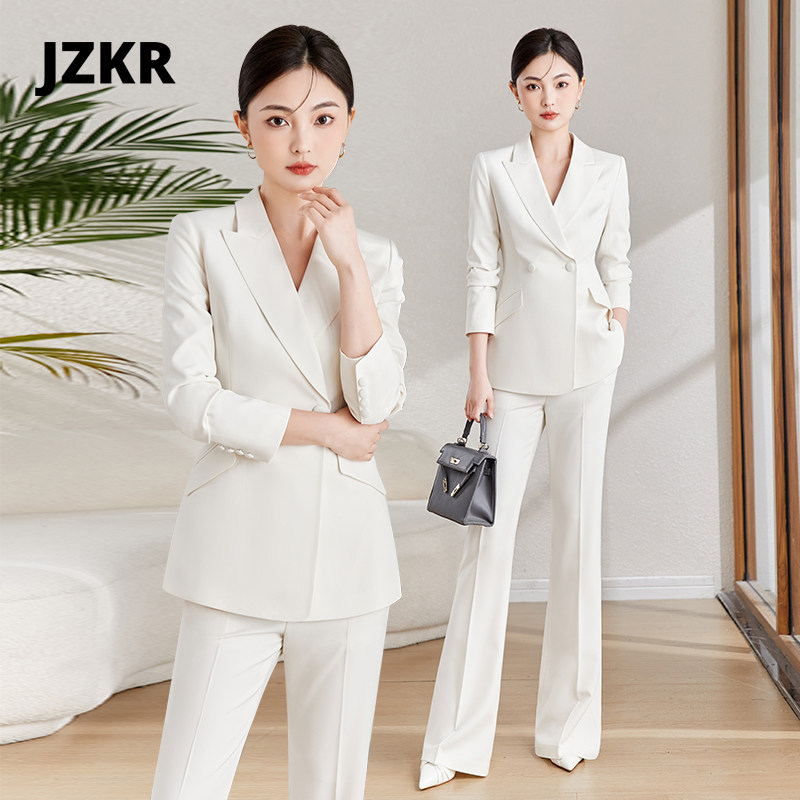 JZKR高级感白色西装套装女气质通勤职业正装休闲时尚女神范工作服