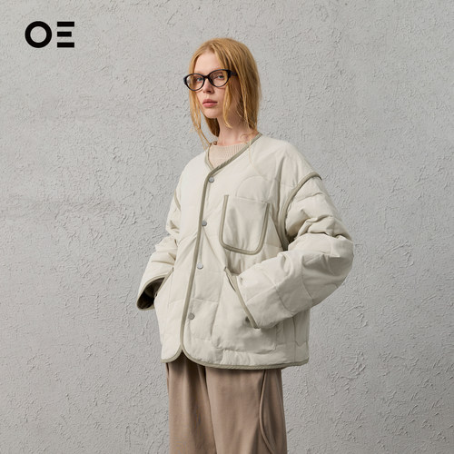 OE防泼水日系绗缝羽绒服