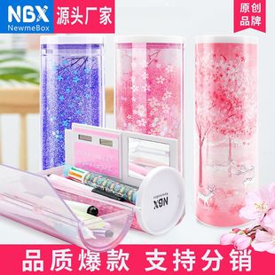 NBX文具盒创意 流沙笔盒透明儿童卡通笔袋铅笔盒流沙文具盒小学生