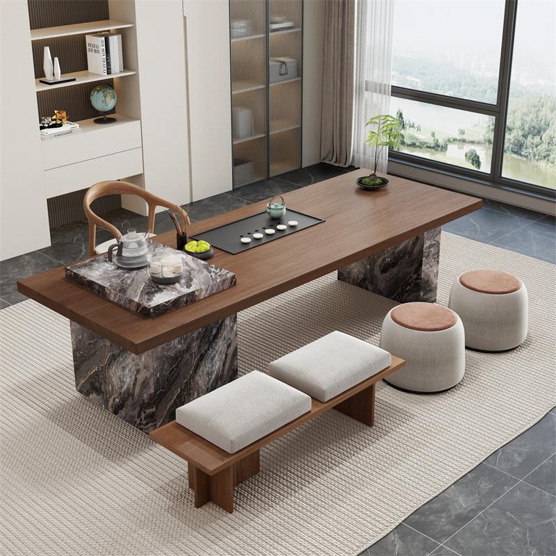 实木茶桌椅组合岛台家用办公室大板茶台轻奢现代简约2025新款高端