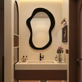 北欧ins高颜值装 饰镜民宿异形led智能卫浴镜现代艺术不规则化妆镜