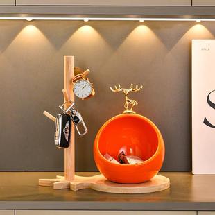 入户玄关放钥匙收纳摆件轻奢高档家居客厅门口鞋 饰品 柜电视柜装