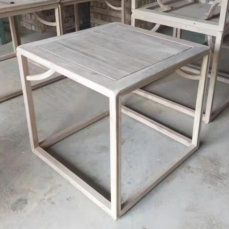 新中式简约现代书桌白茬老榆木茶桌白胚全实木休闲会客桌白坯茶室