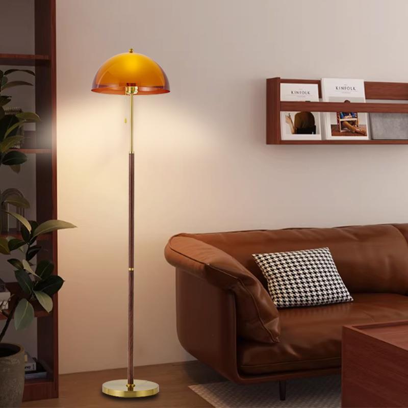 中古风茶色落地灯客厅高颜值美式复古沙发旁立式设计师氛围卧室灯