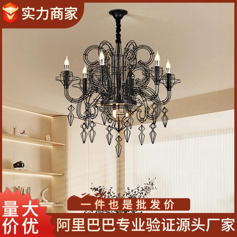 巴洛克法式复古客厅吊灯创意设计师别墅楼梯挑空美式铁艺术装饰灯