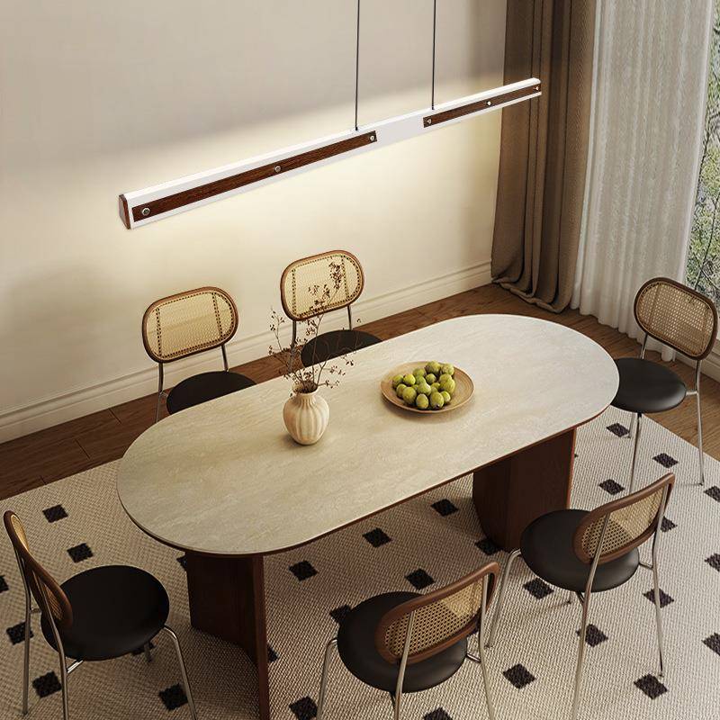 中古风上下发光长条灯一字餐厅吊灯护眼极简餐桌极简岛台餐吊灯