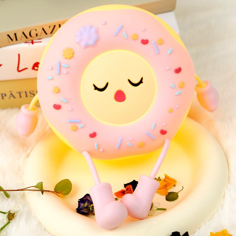 高颜值甜甜圈小夜灯ins风氛围摆件卧室柔光护眼床头可调光伴睡灯
