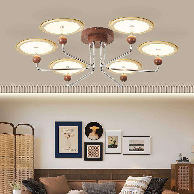 法式复古奶油风客厅灯中古胡桃木色卧室护眼吸顶灯创意飞碟餐厅灯,纺织面料/辅料/配套,纺织机械配件,淘宝优惠券,粉丝福利购,淘宝优惠卷