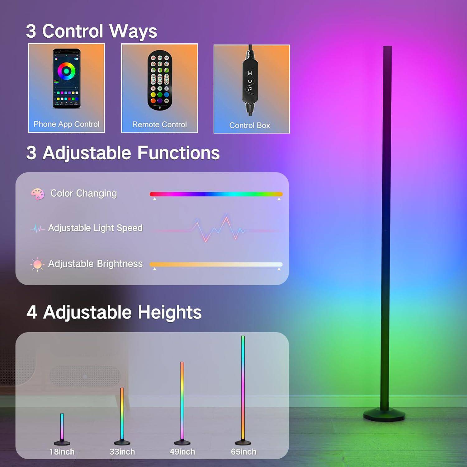 工厂现货节奏幻彩落地氛围灯墙角灯USB角落灯拾音灯RGBIC幻彩