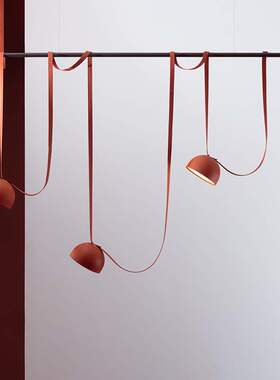 设计师个性橙色三头帆布餐厅吊灯极简意大利吧台创意北欧艺术前台