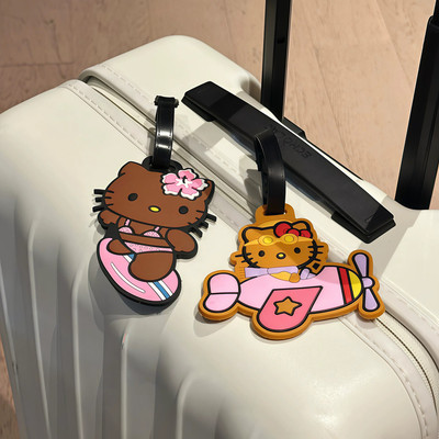 旅行好物~黑皮猫咪行李牌防丢锁扣硅胶登机牌托运牌旅游牌识别牌