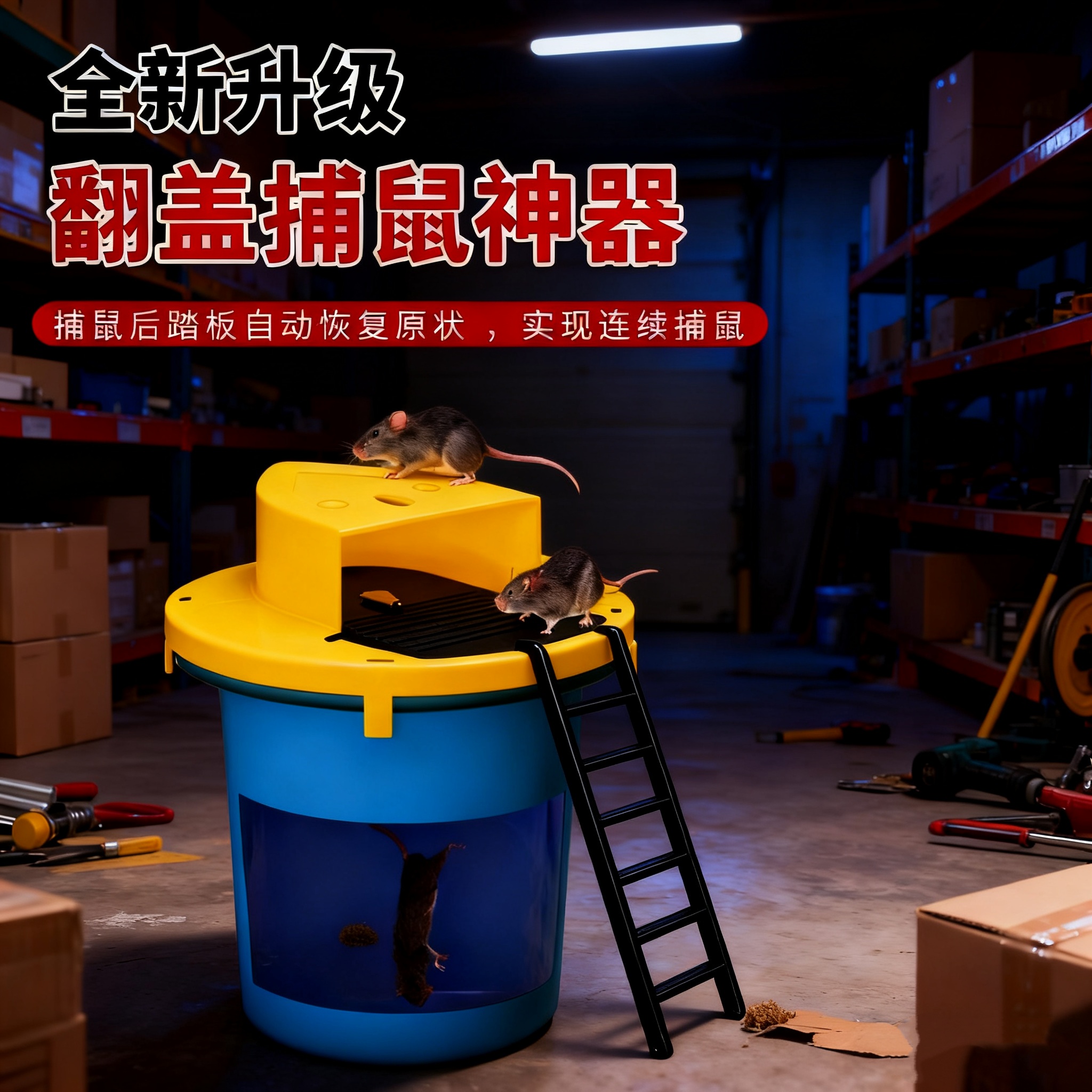 捉鼠神器捕鼠器翻盖全自动捕鼠