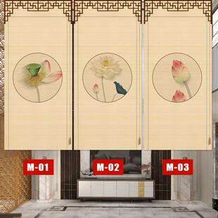 复古卷帘竹帘子窗帘隔断家用遮光升降门帘中国风 10uv印花中式