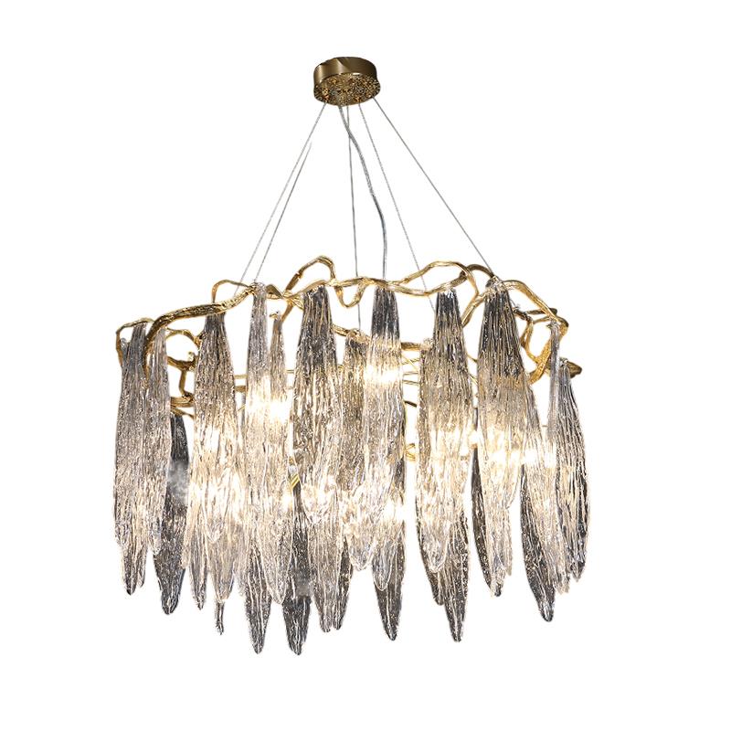 全铜轻奢餐厅吊灯水晶灯法式奢华别墅客厅卧室后现代艺术琉璃灯具