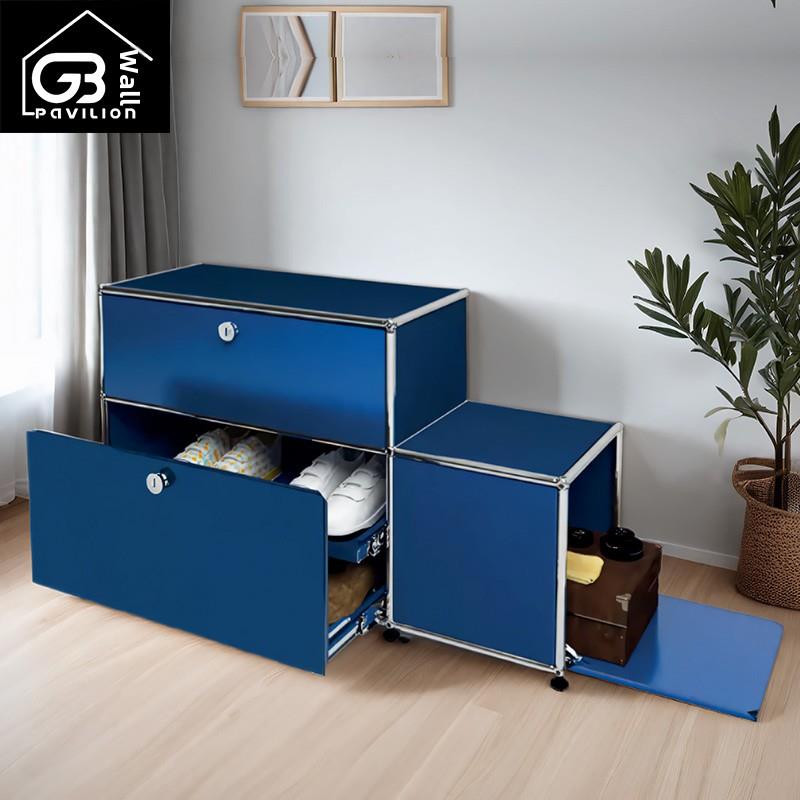 Usm Haller模块组合储物中年斯堪的纳维亚风格金属不锈钢入口柜鞋