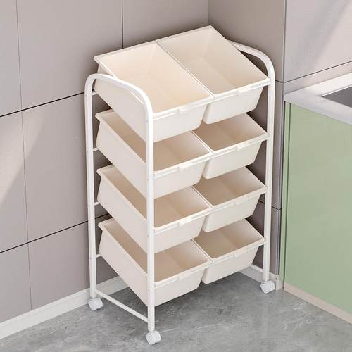 厨房置物架落地多层蔬菜收纳柜超市货架展示篮筐移动零食置物架子