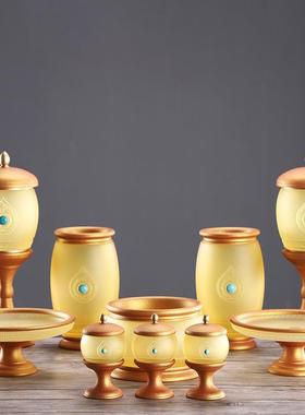 古法琉璃佛具用品大全家用檀香炉佛前供灯供水杯供佛花瓶供果果盘