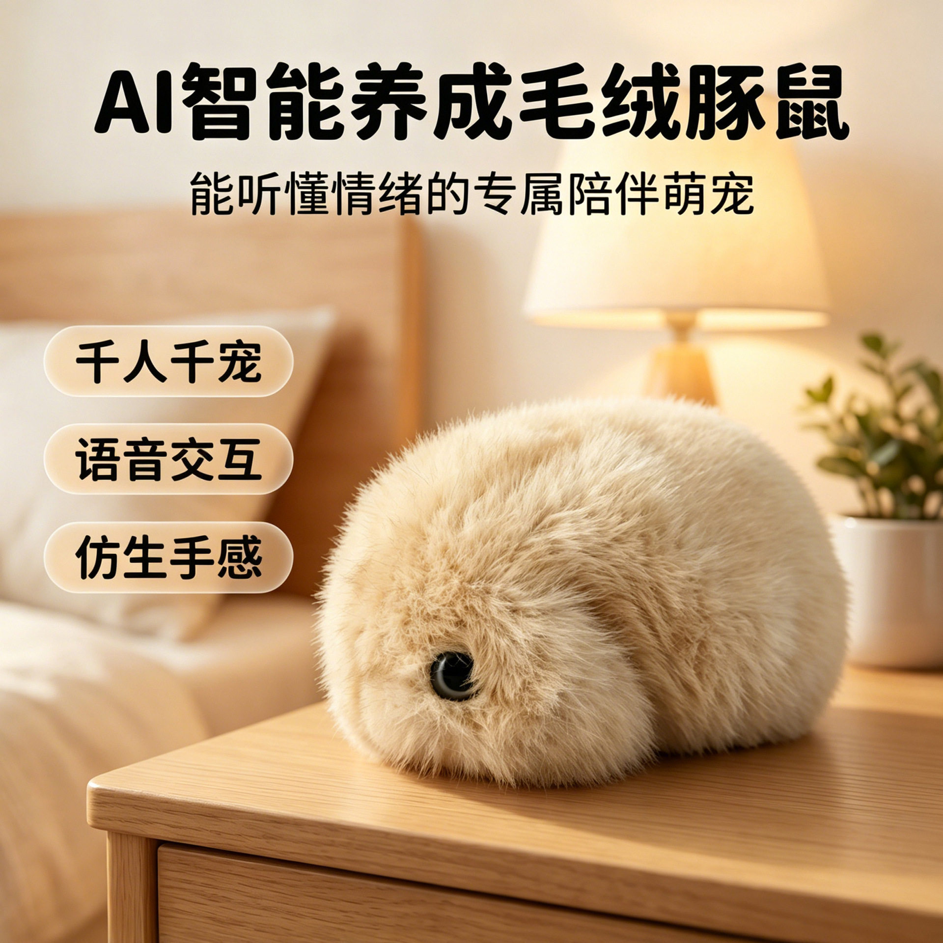 Ai智能养成系可进化豚鼠毛绒玩偶玩具机器人电子宠物情感儿童礼物