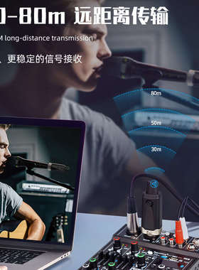 得普声TS2有线麦克风转无线话筒接收器乐器发射调频动圈麦48V电容